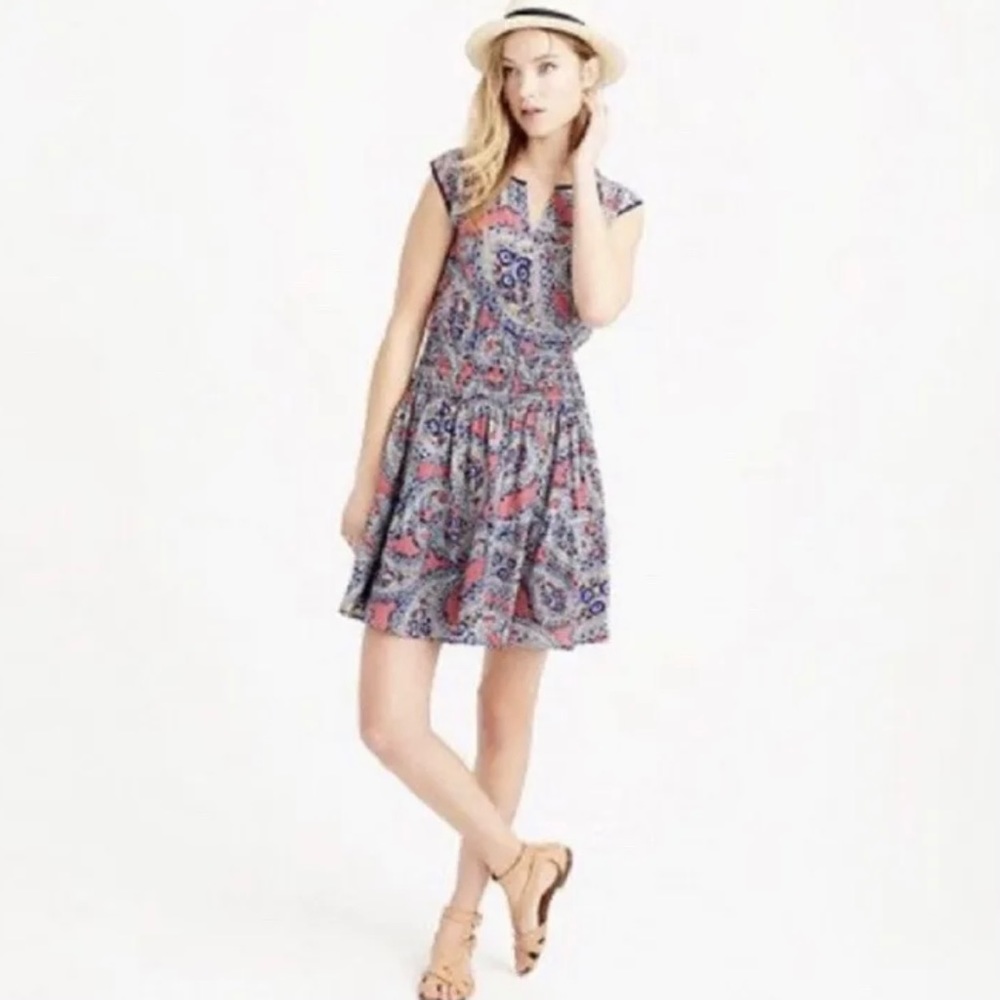 J. Crew Women's Petite 00P Silk Paisley Mini Dress